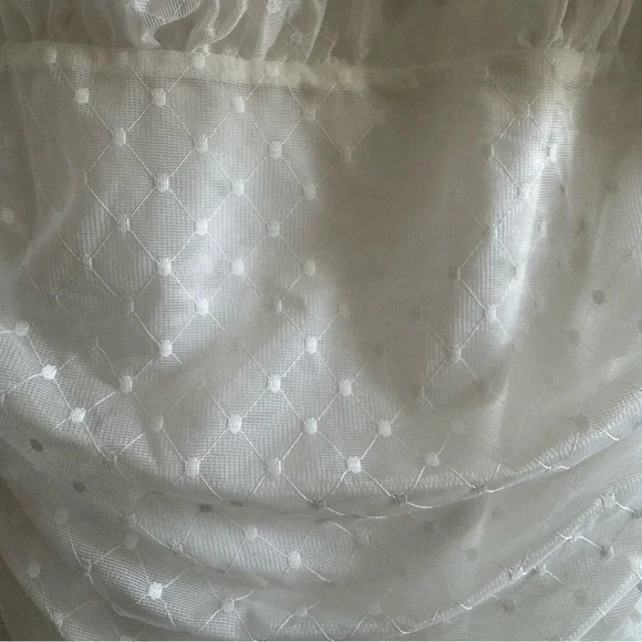 Camila Coelho Eva Off-Shoulder White Mini Dress Lace Mesh Ruffle size Small - Picture 6 of 11